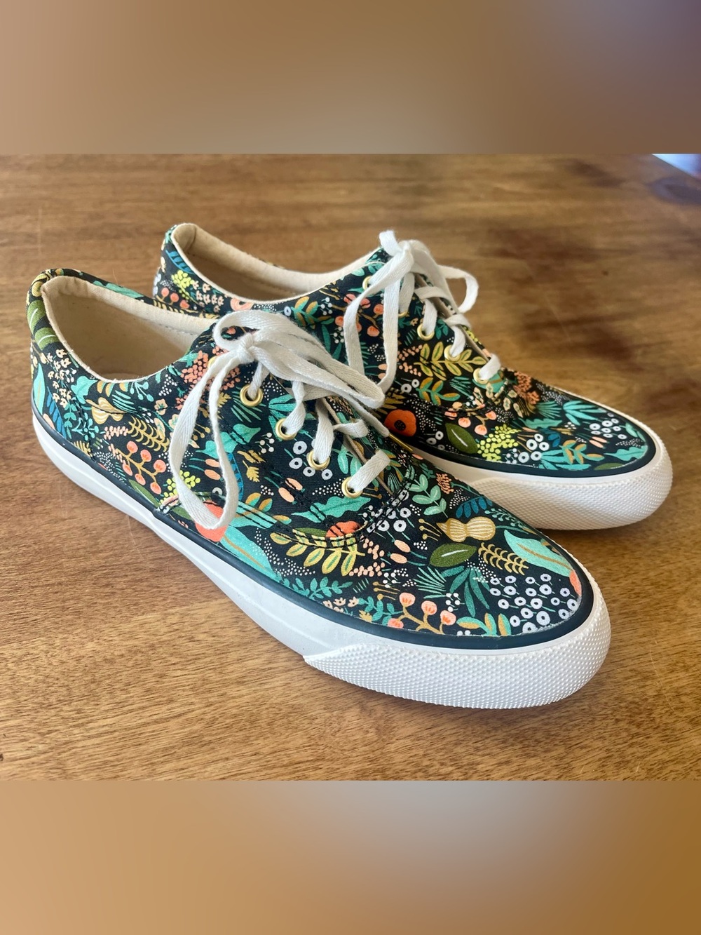 Rifle Paper Co. Keds Black Floral Canvas Sneakers 6.5 Boho Grandmacore Fairycore